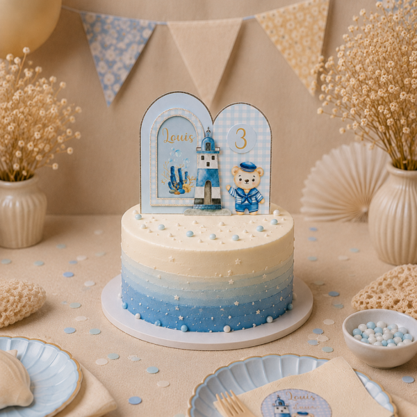 Cake Topper 3D – Décoration de Gâteau Élégante & Personnalisable