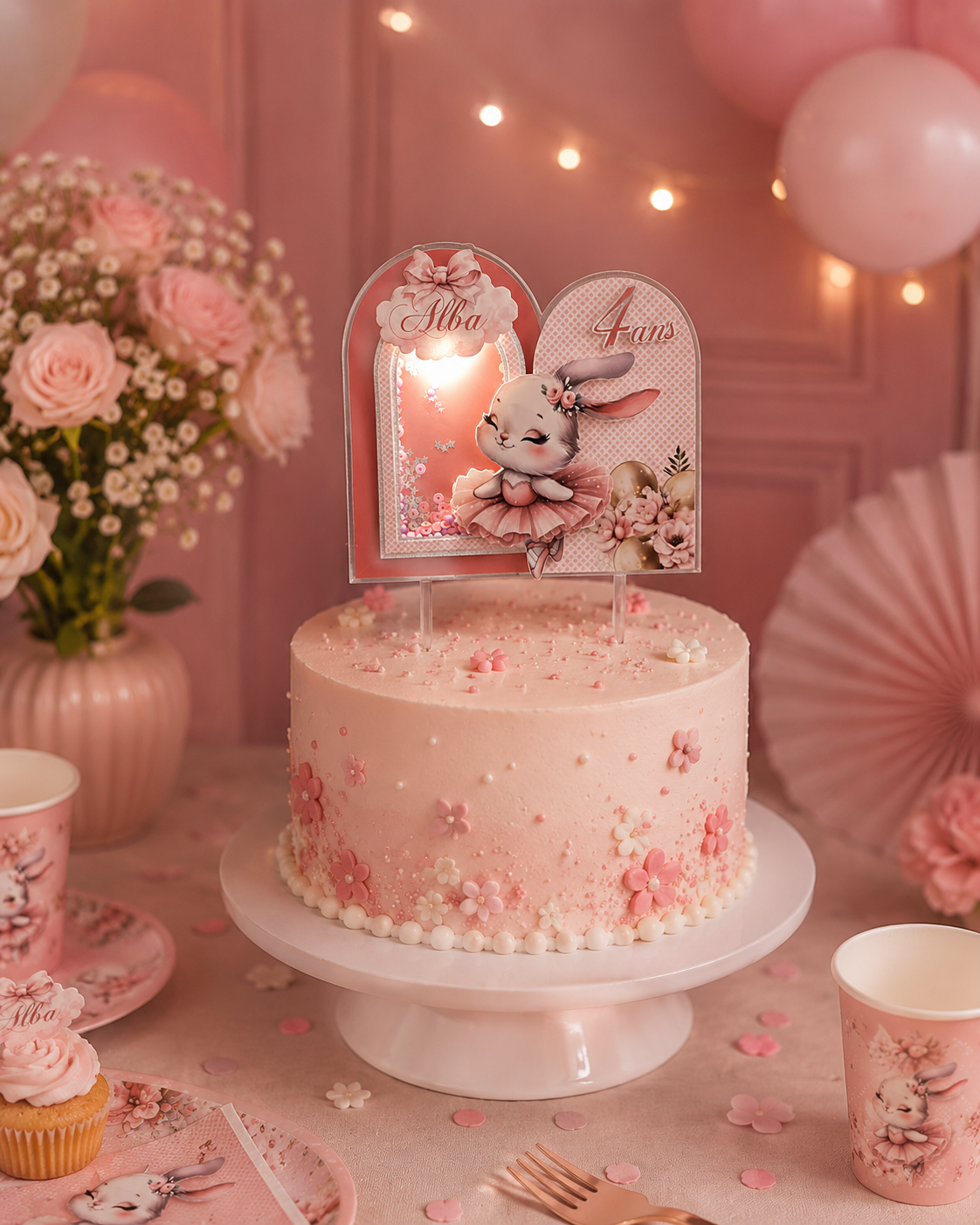 Cake Topper Shaker LED 3D – Décoration Gâteau Lumineuse & Personnalisable