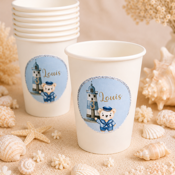 Verres en Carton Blanc Personnalisés (x10) – Décoration de Table Événement