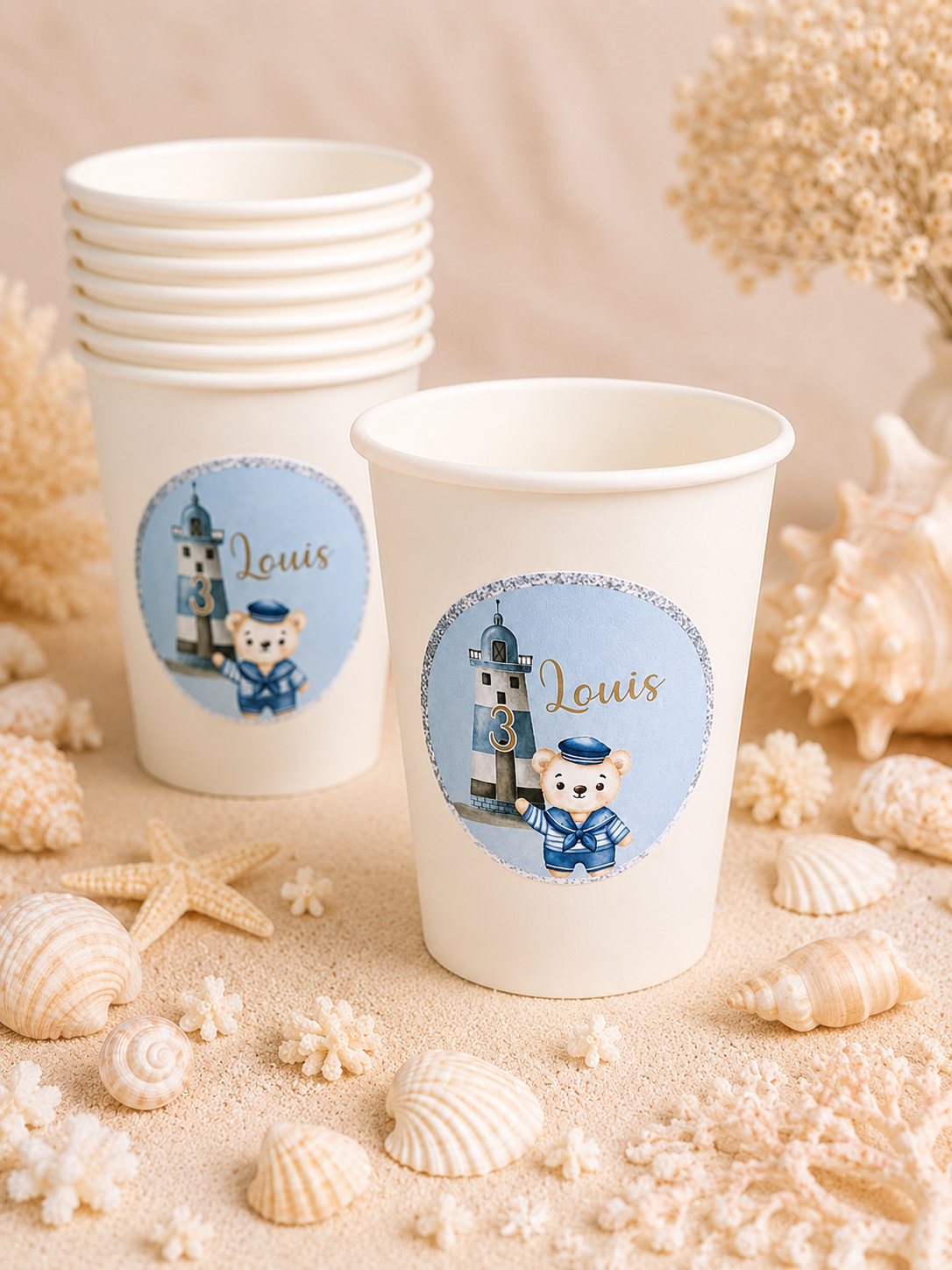 Verres en Carton Blanc Personnalisés (x10) – Décoration de Table Événement