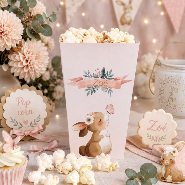 Pot à Popcorn Personnalisé – Décoration Sweet Table & Cadeau Invité