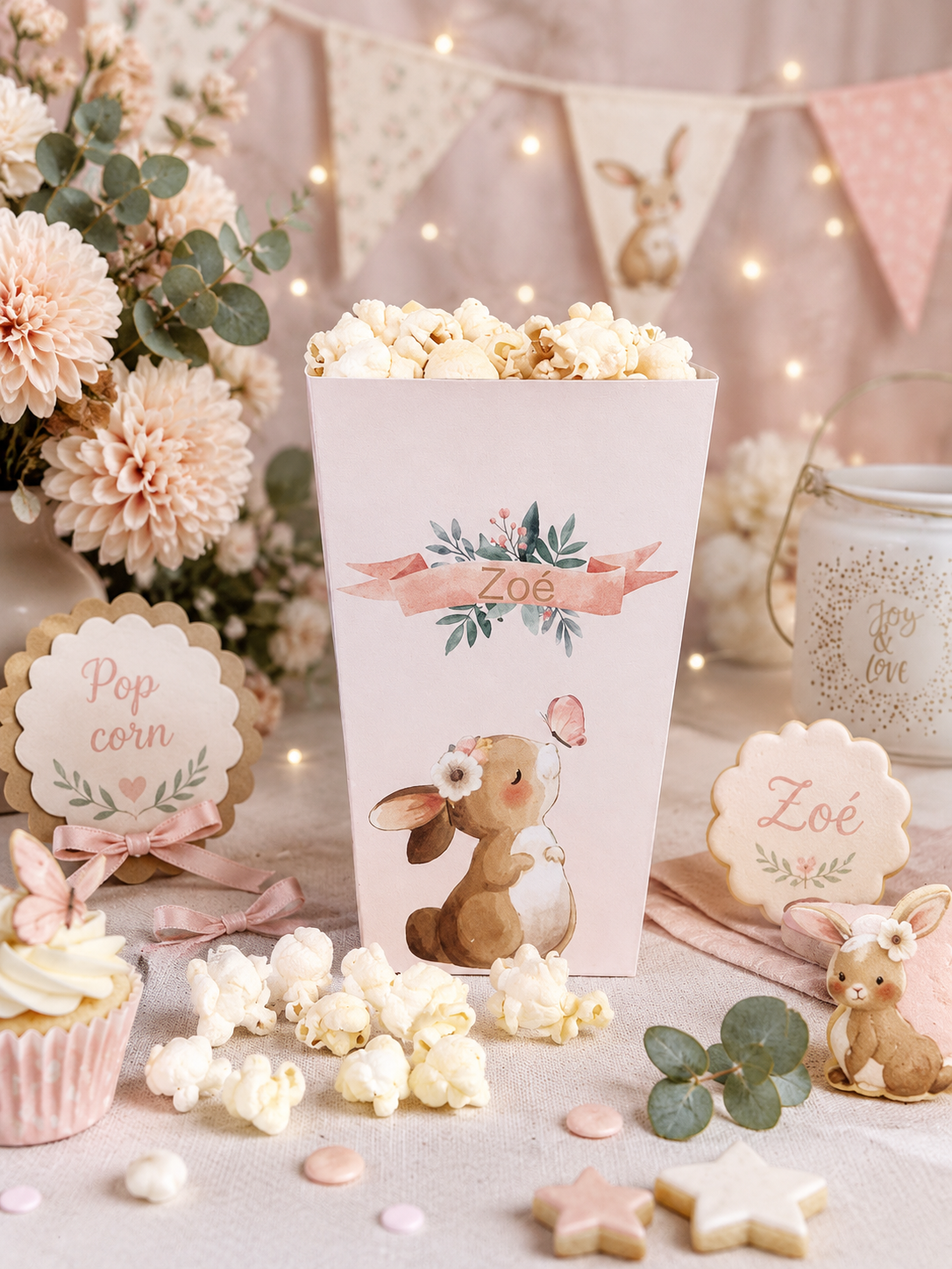 Pot à Popcorn Personnalisé – Décoration Sweet Table & Cadeau Invité