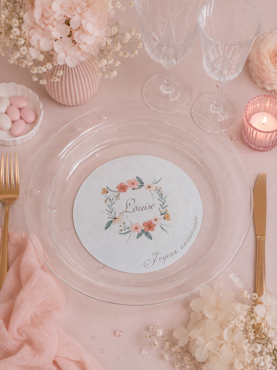 Assiette Personnalisée – Décoration de Table Élégante pour Événement