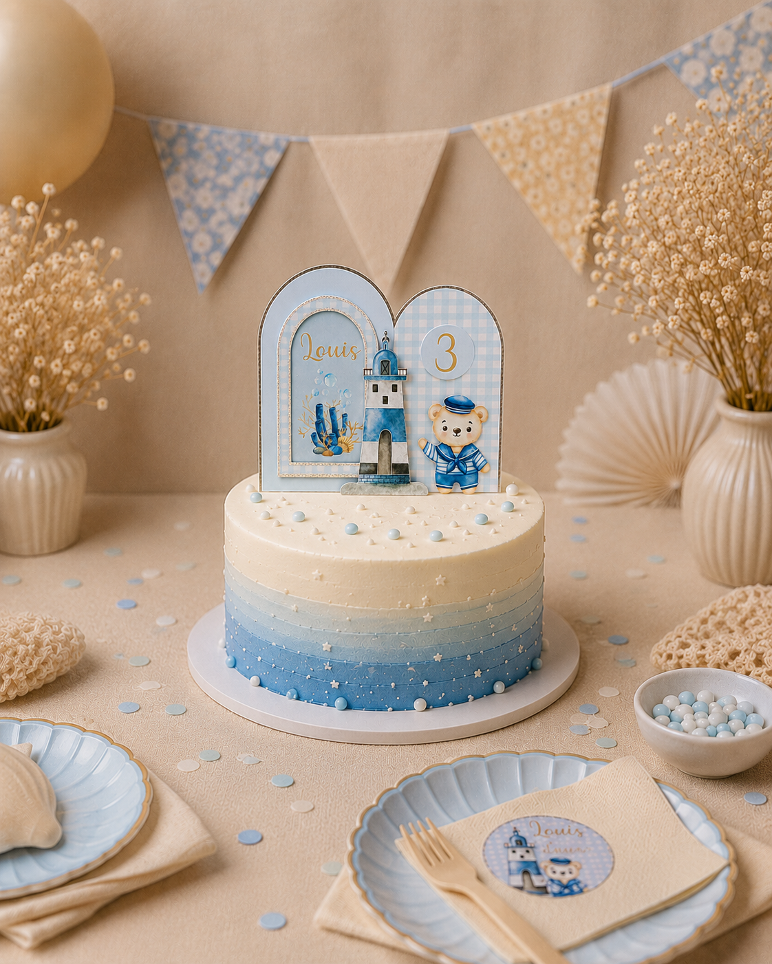 Cake Topper 3D – Décoration de Gâteau Élégante & Personnalisable