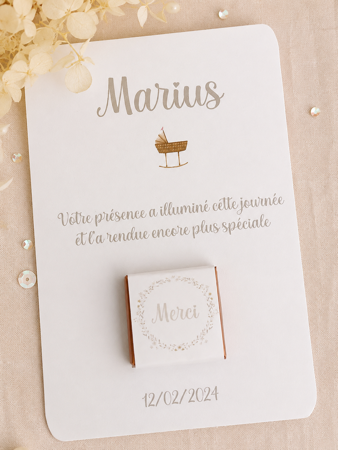Carte Chocolat Personnalisée – Remerciement Invité & Attention Gourmande