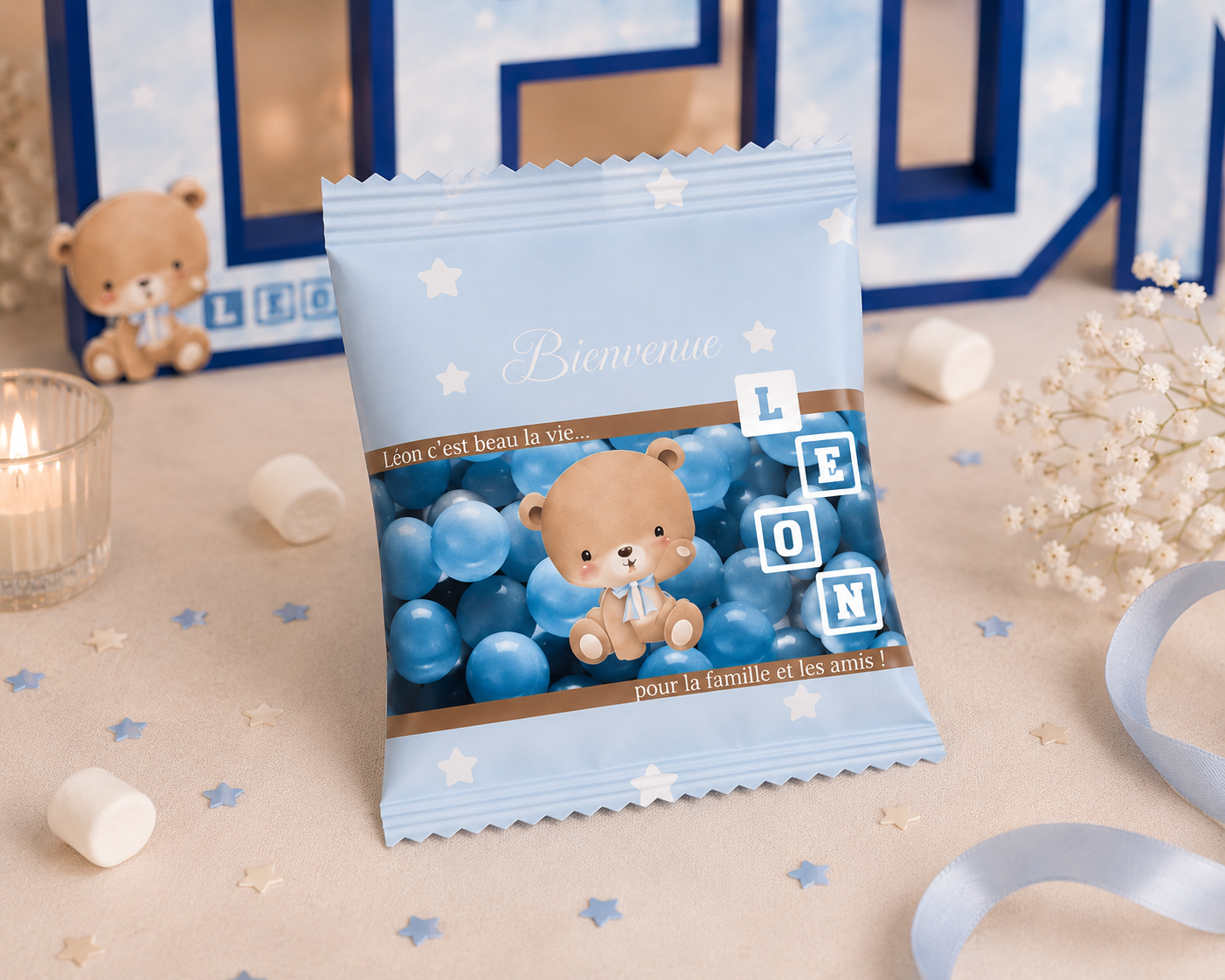 Sachet de Bonbons Individuel Personnalisé – Décoration Sweet Table Gourmande