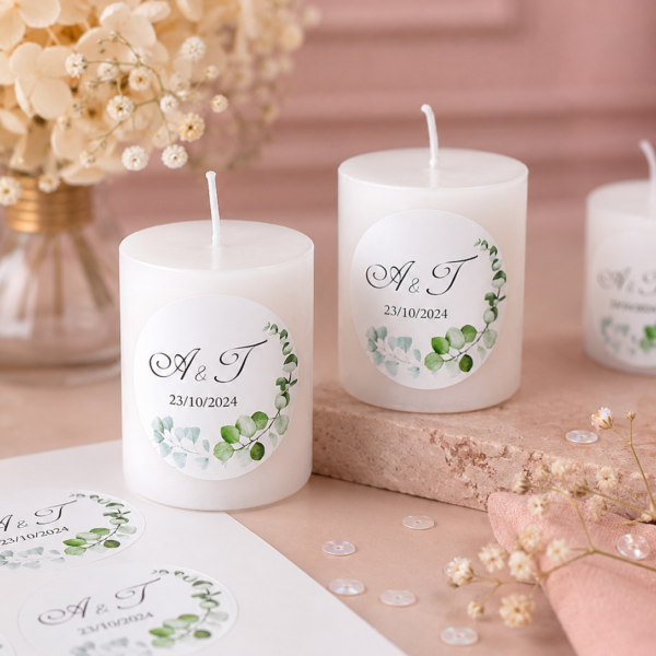 Stickers Ronds Personnalisés pour Bougies (x20) – Détail Déco & Souvenir Invité