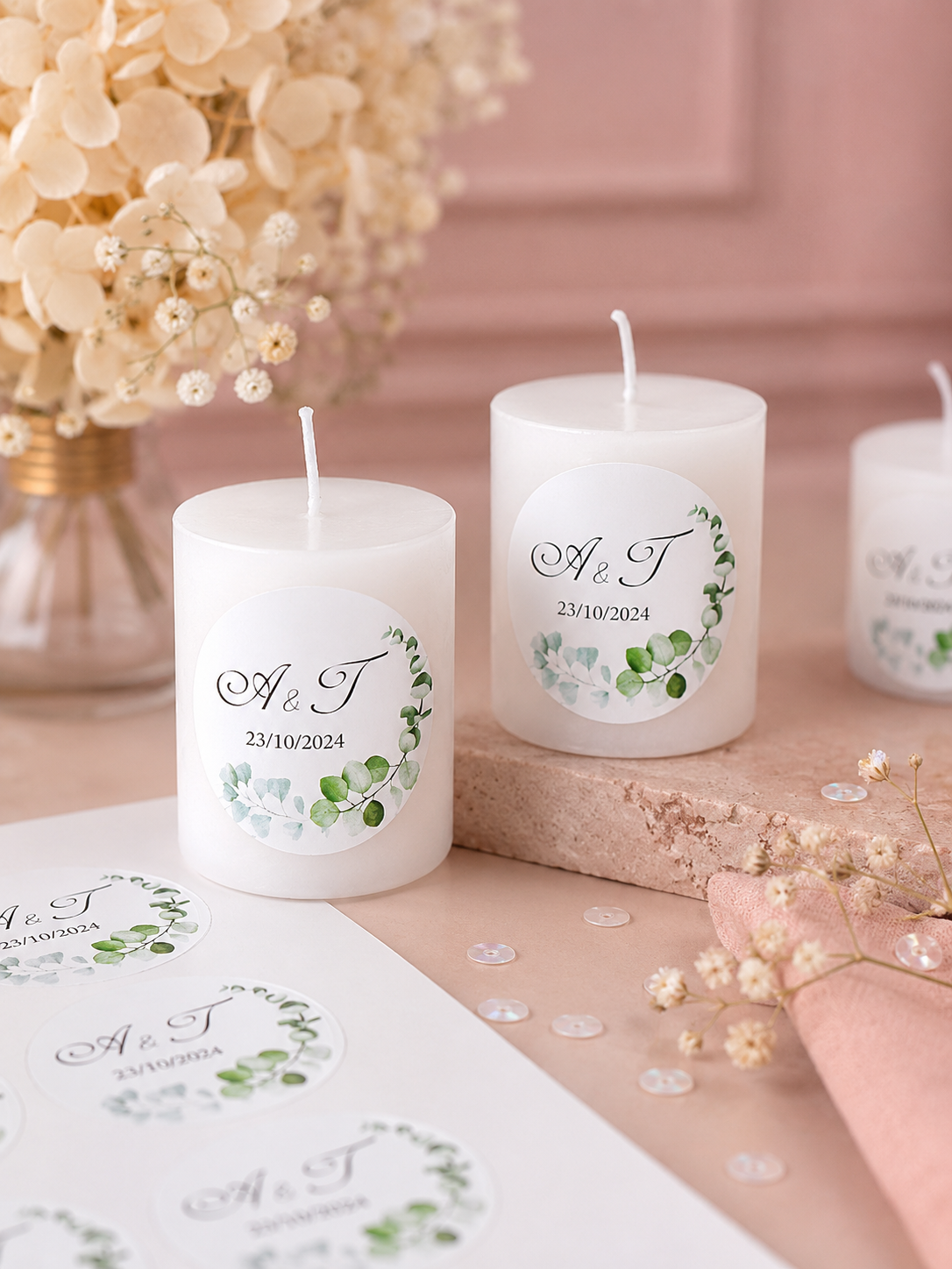 Stickers Ronds Personnalisés pour Bougies (x20) – Détail Déco & Souvenir Invité