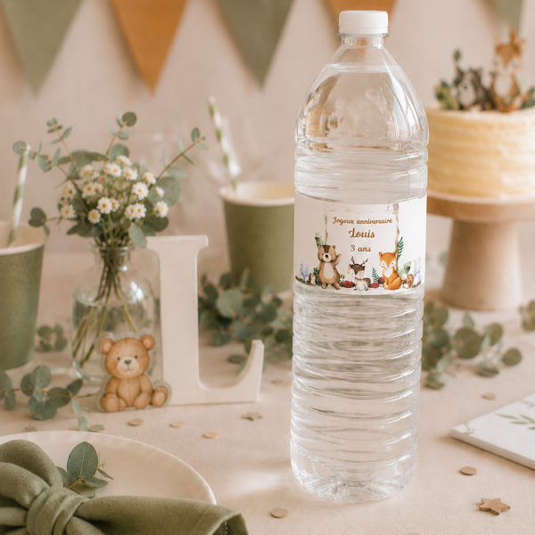Étiquettes Personnalisées pour Grandes Bouteilles d’Eau (x3) – Décoration de Table Élégante