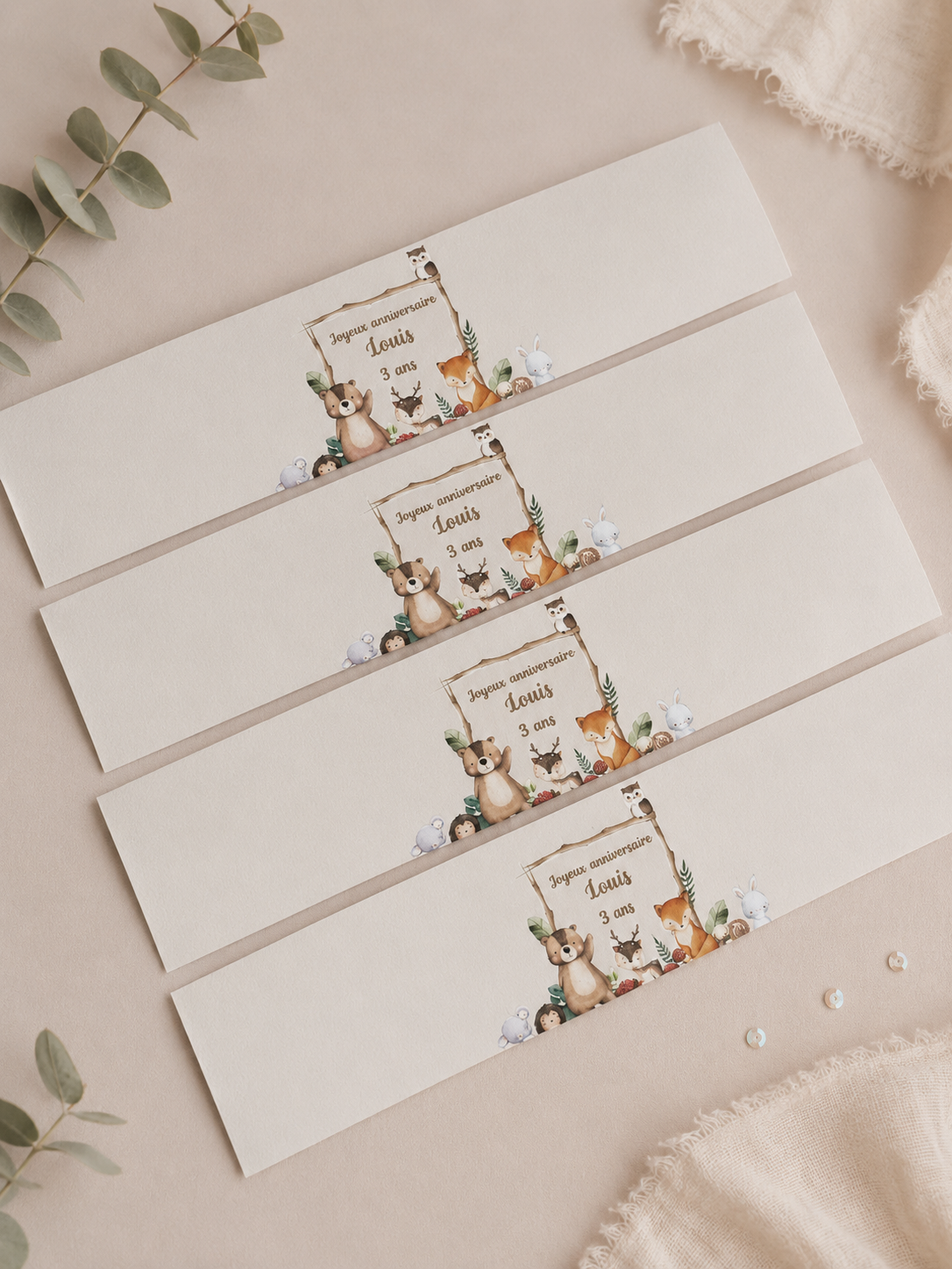 Étiquettes Personnalisées pour Petites Bouteilles d’Eau (x4) – Décoration de Table Festive – Image 2