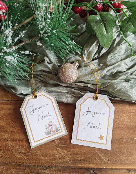 Etiquette cadeau de Noël - lot de 4