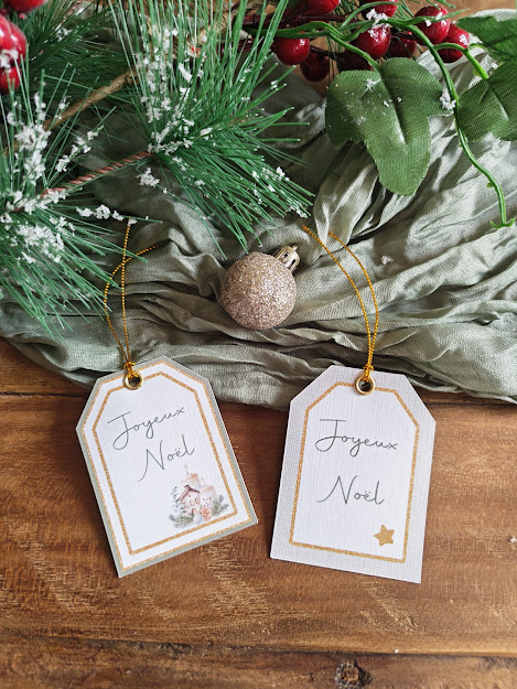 Etiquette cadeau de Noël - lot de 4