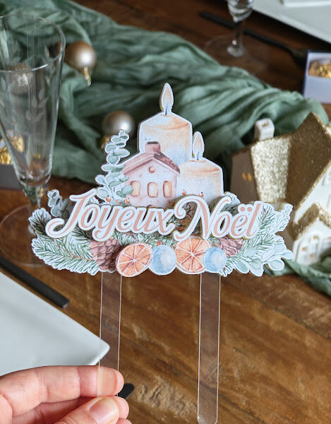 Cake topper de Noël – Décoration élégante pour bûche et gâteaux