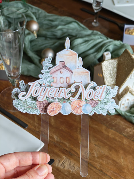 Cake topper de Noël – Décoration élégante pour bûche et gâteaux