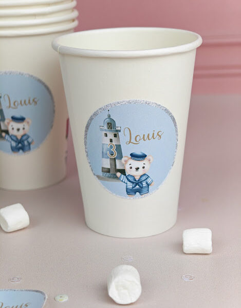 Verre en carton blanc personnalisé (x10)