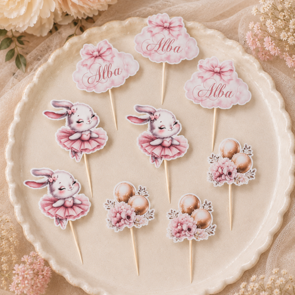 Mini Cake Toppers Personnalisés (x9) – Décoration Cupcakes & Desserts Festifs